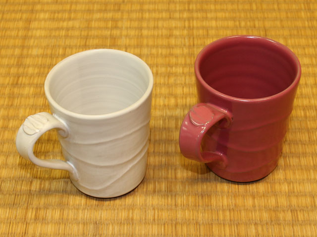 善夫作・ペアマグカップ 白